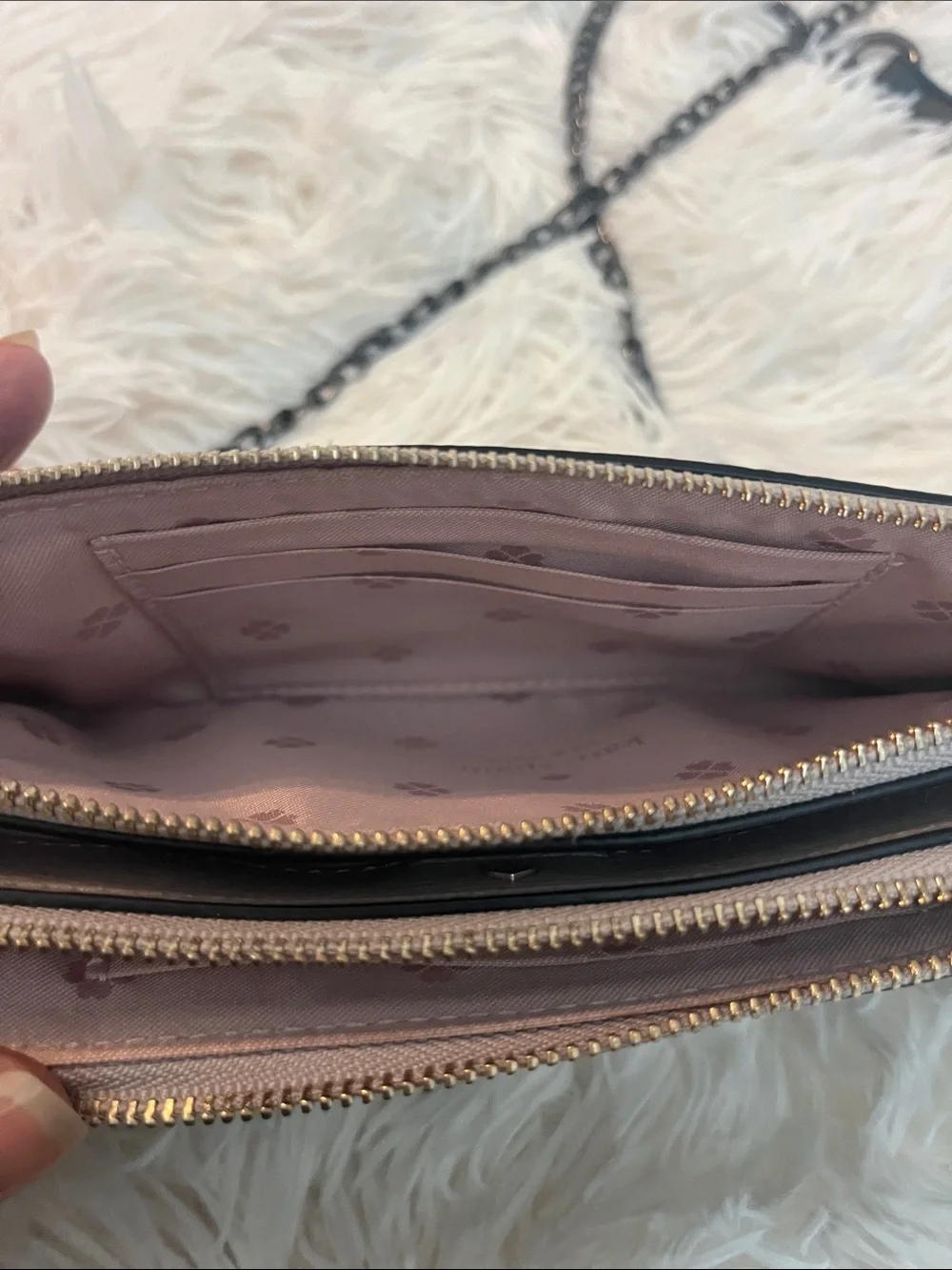 kate spade Two-Tone Taupe and Black Crossbody Wallet
